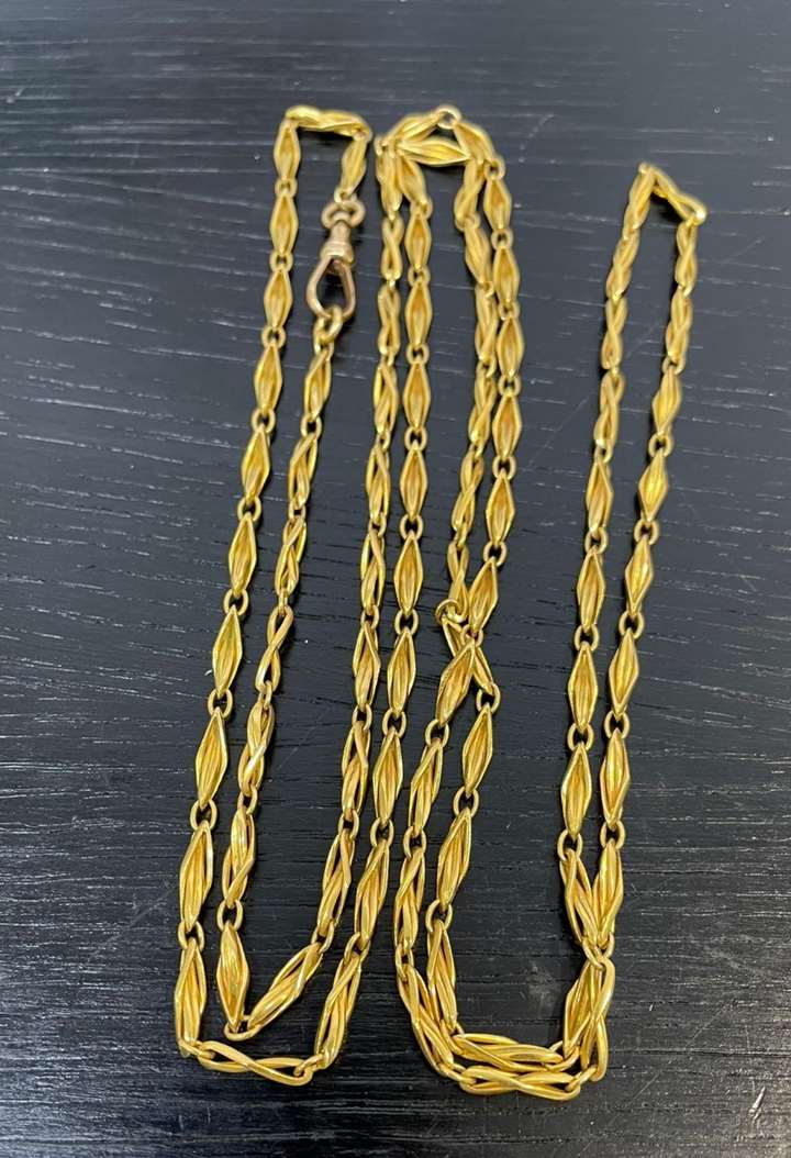 Antique gold long chain necklace